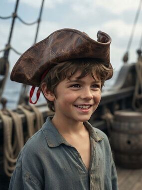 Vintage Distressed Brown Faux Leather Pirate Hat